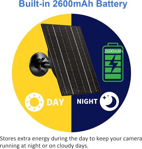لوحة شمسية FUTUREZEN بقدرة 4 وات لكاميرا Blink Outdoor الجيل الرابع/الجيل الثالث/XT/XT2، وشاحن طاقة شمسية USB-C وMicro USB مع بطارية 2600 مللي أمبير في الساعة، وقابس مطاطي مقاوم للماء، وكابل بطول 10 أقدام in Kuwait