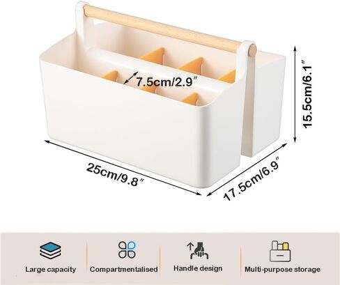 منظم مكتب، حامل أقلام، منظم أقلام التحديد مع 8 حجرات - صندوق تخزين أقلام رصاص بلاستيكي محمول للوازم المكتبية والمواد الفنية والتنظيم المنزلي (أبيض كبير) in Kuwait
