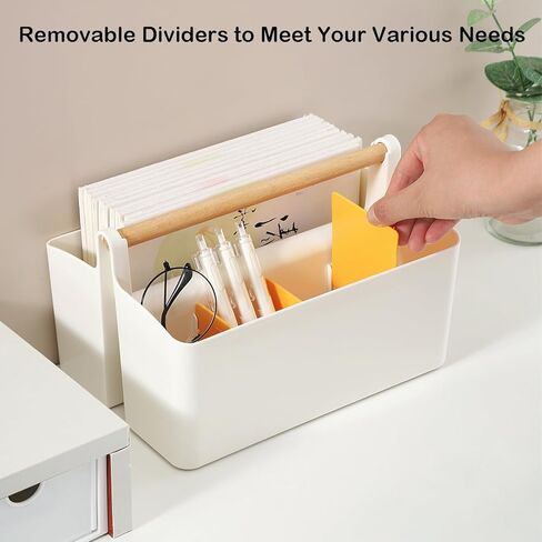 منظم مكتب، حامل أقلام، منظم أقلام التحديد مع 8 حجرات - صندوق تخزين أقلام رصاص بلاستيكي محمول للوازم المكتبية والمواد الفنية والتنظيم المنزلي (أبيض كبير) in Kuwait