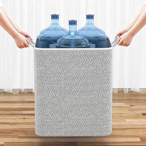1 Pc Extra Large Foldable Storage Box With Lid, Space-Saving Fabric Collapsible Organizer Bin For Under-Bed And Closet Storage, Herringbone, 110L in Saudi Arabia