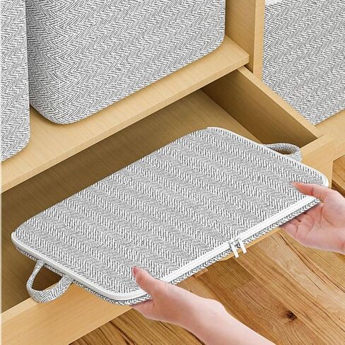 1 Pc Extra Large Foldable Storage Box With Lid, Space-Saving Fabric Collapsible Organizer Bin For Under-Bed And Closet Storage, Herringbone, 110L in Saudi Arabia