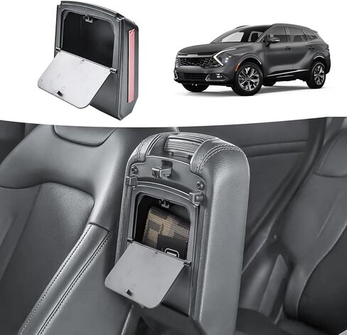 Hidden Center Console Organizer Compatible with 2023-2026 Kia Sportage Interior Accessories - Lid of Armrest Storage Box NQ5 Secret Compartment Insert Tray, Black in Saudi Arabia