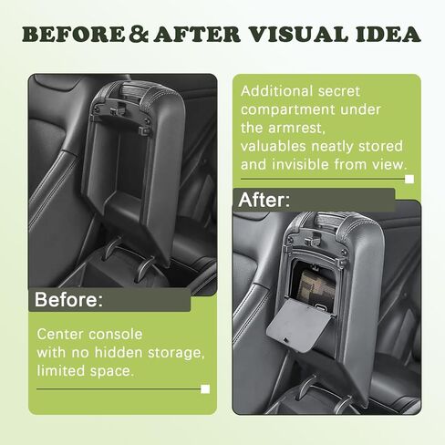 Hidden Center Console Organizer Compatible with 2023-2026 Kia Sportage Interior Accessories - Lid of Armrest Storage Box NQ5 Secret Compartment Insert Tray, Black in Saudi Arabia