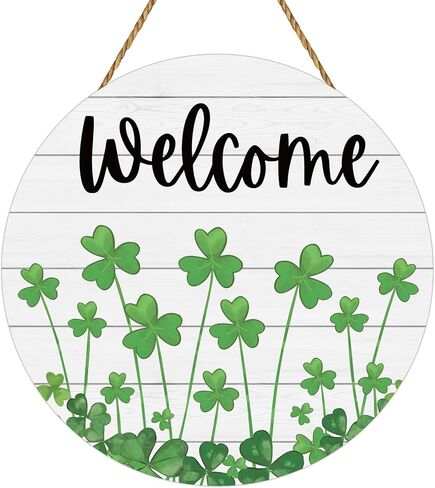 St Patricks Day Wreath St Patricks Day Door Decorations Shamrock Decorations Wooden Shamrock Wreath Front Door Hanger Welcome Sign for Porch Wall Indoor Home Decor in Saudi Arabia
