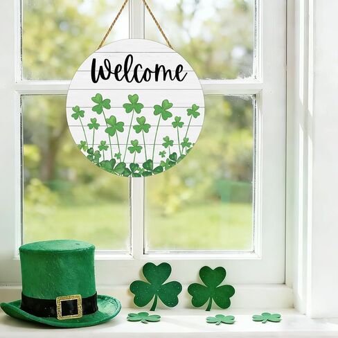 St Patricks Day Wreath St Patricks Day Door Decorations Shamrock Decorations Wooden Shamrock Wreath Front Door Hanger Welcome Sign for Porch Wall Indoor Home Decor in Saudi Arabia