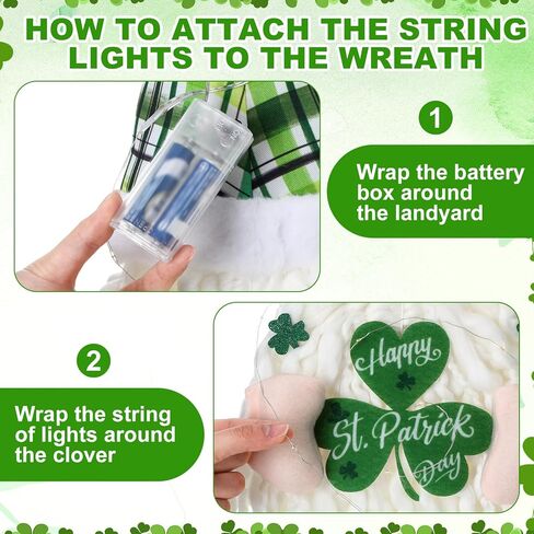 St Patrick's Day Gnome Wreath for Front Decoration Irish Shamrock Gnome with Lights Irish Ornament of Spring St Patrick's Day Wall Decoration for Home Office Porch in Saudi Arabia
