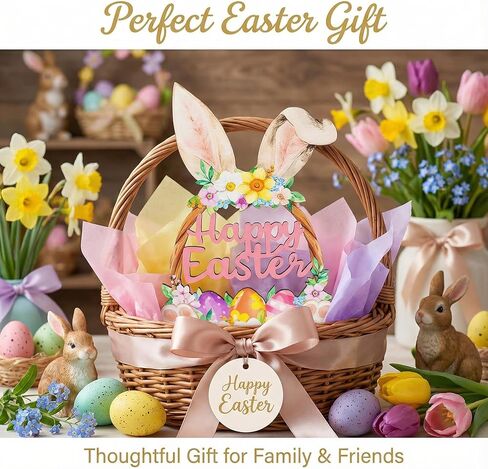 Wooden Easter Decoration Door Wreath, Hollow Bunny Sign Flower Egg Welcome Hanging for Front Door Sign Wall Signs Rabbit Spring Decoration (Multicolor) in Saudi Arabia