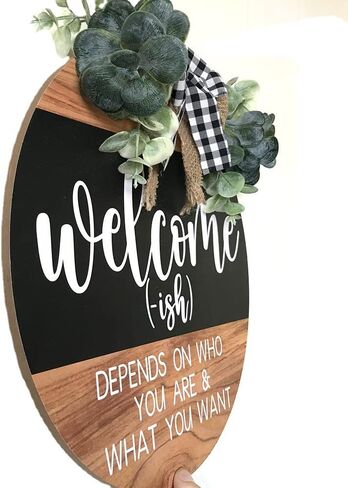 chijire ترحيب علامة الجبهة لتزيين الباب، 12 في اكاليل الخشب المستديرة الجدار شنقا في الهواء الطلق، مزرعة، الشرفة، لربيع وصيف الخريف جميع الفصول عطلة عيد الميلاد in Kuwait