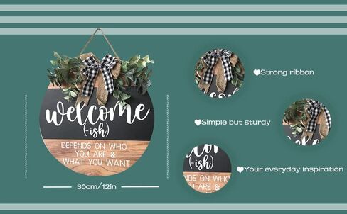 chijire ترحيب علامة الجبهة لتزيين الباب، 12 في اكاليل الخشب المستديرة الجدار شنقا في الهواء الطلق، مزرعة، الشرفة، لربيع وصيف الخريف جميع الفصول عطلة عيد الميلاد in Kuwait