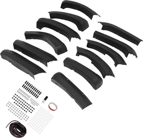 Set of 4 Fender Flares Compatible with 2019-2025 GMC Sierra 1500 4WD & 2WD, Rough Country Pocket Fender Flares Plastic(PP) Textured Black in Saudi Arabia