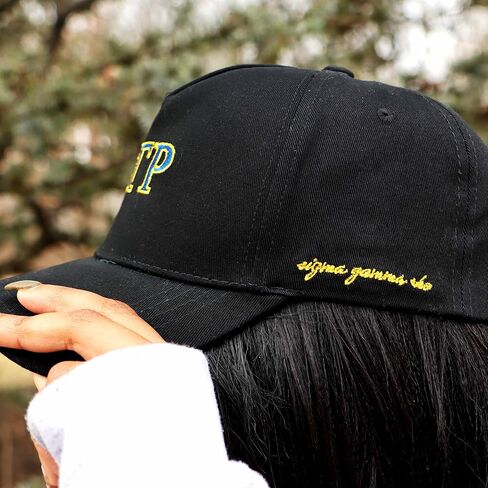 Sorority Shop Sigma Gamma Rho Baseball Cap - Brushed Cotton 5-Panel Black Hat, Adjustable Size, Embroidered Greek Letters and Sorority Name in Script, Sigma Gamma Rho Gifts for Women in Saudi Arabia