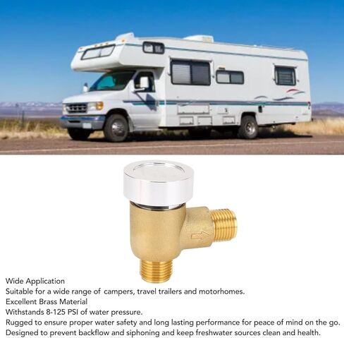 صمام فحص قواطع فراغ RV، استبدال صمام فحص فلوشير النحاسي، خيط ذكر 1/2 بوصة NPT لمركبات RV Campers، مقطورات السفر، المنازل المتنقلة، مع 571 VAC CHK A in Saudi Arabia
