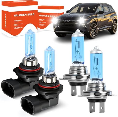 OQSNCV Fit for Hyundai Tucson (2019 2020 2021) Halogen Bulbs, 9005 High Beam+ H7 Low Beam Light Bulbs Halogen Headlamp Replacement Kit, Pack of 4 in Saudi Arabia