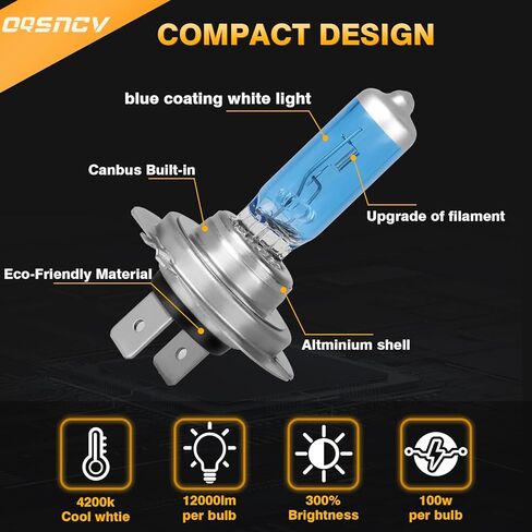 OQSNCV Fit for Hyundai Tucson (2019 2020 2021) Halogen Bulbs, 9005 High Beam+ H7 Low Beam Light Bulbs Halogen Headlamp Replacement Kit, Pack of 4 in Saudi Arabia
