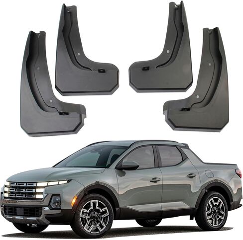 Korlot Black Car Mud Flaps Mudguard Fender Accessories for Hyundai Santa Cruz 2022-2026 in Saudi Arabia