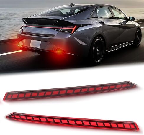 Full Lens LED Rear Reflector Bumper Fog Light Assembly Kit for Hyundai Elantra Nline 2021-2023, with Sequential Turn Signal Light, Brake Light, and Daytime Running Light, 2 Pieces (Smoked) in Saudi Arabia