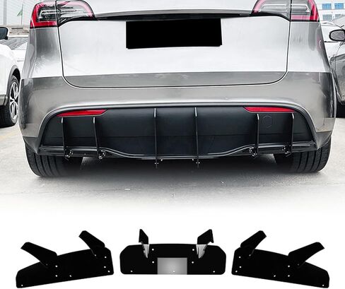 Rear Bumper Diffuser Lip Spoiler Body Kit for Tesla Model Y 2018-2025 2023 Black in Kuwait