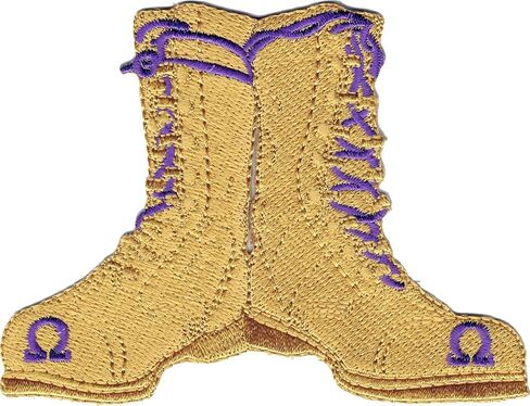 Omega Psi/Ψ Phi Gold Boots Iron-On Patch [Gold - 4"] - ID#94282 in Saudi Arabia