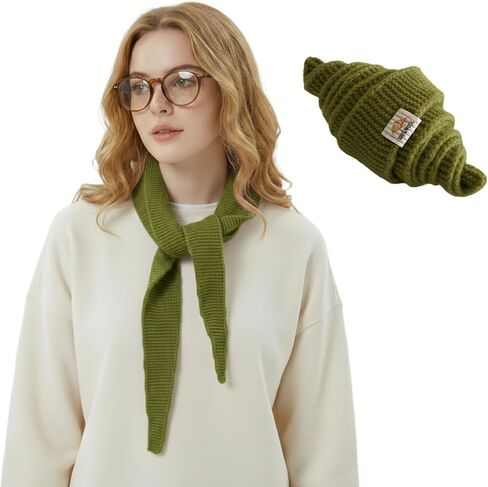 Lomehue Women Croissant Scarf Wool Knit Triangle Scarf Small Soft Winter Neck Gaiter Warmer Kawaii Cute Cashmere Scarves in Saudi Arabia