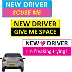 3pcs New Driver Sticker Magnet for Car,Learner Driver Sign,Safety Sign Car Student Drivers Stickers Supplies,Accessories Bumper Removable Novice Stickers in Kuwait