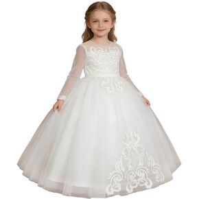 فستان فتاة الزهور لحفلات الزفاف من الدانتيل فساتين رسمية للمناولة الأولى للأطفال وحفلات أعياد الميلاد in Kuwait