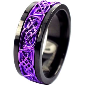 Purple Norse Viking Spinner Ring Womens Mens Black Stainless Steel Celtic Anti Anxiety Band Sizes 3-17 in Kuwait