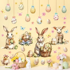 Easter Wall Decals Peel and Stick Easter Egg Wall Decals Carrot Chicken Wall Stickers Funny Chick Easter Window Stickers Clings Happy Easter Wall Stickers Easter Window Decorations in Saudi Arabia