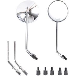 مرآة الرؤية الخلفية للدراجة النارية، مرآة جانبية كلاسيكية بمقود دائري من الكروم مقاس 4 بوصة مع براغي 8 مم 10 مم وأعمدة معدنية لدراجة ATV Scooter Dirt Bike Cruiser، فضي in Kuwait