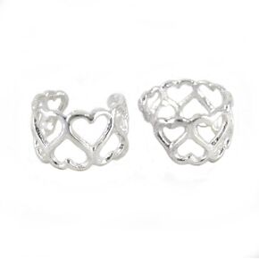 حلق الأذن على شكل قلوب مفتوحة من الفضة الاسترليني، قطعة واحدة in Kuwait