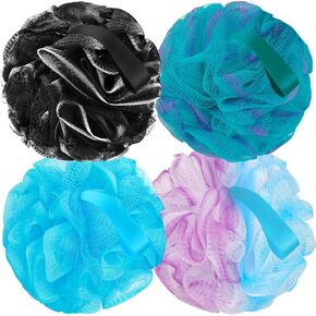 Bath Loofah Sponge Body Scrubber Shower Sponge Exfoliating Mesh Pouf Shower Ball Bath Sponges for Women and Men Bathing Accessories (4Pack 50G Colorful) in Kuwait