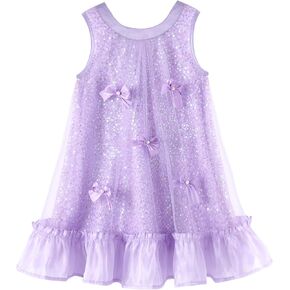 فستان فتاة من التول للفتيات الصغيرات فستان حفلة عيد ميلاد مزين بالترتر على شكل حرف A للأطفال بدون أكمام فستان كاجوال من 3 إلى 8 سنوات in Kuwait