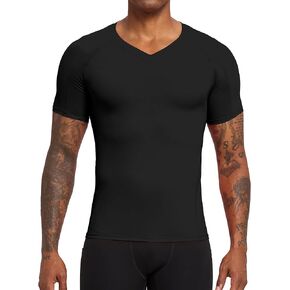 Men's Compression Shirt V-Neck Short Sleeve Workout Running Sports T-Shirt Cool Dry Athletic Base Layer Undershirts in Kuwait