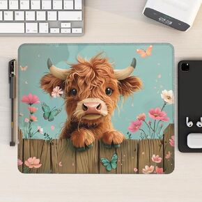 هايلاند بقرة ماوس وسادة مكتب حصيرة قابلة للغسل لطيف مع تصميم الأزهار والفراشة قاعدة مطاطية غير قابلة للانزلاق حواف مخيطة 9.5 × 7.9 بوصة هدية مكتب للنساء أجهزة الكمبيوتر المحمول مكتب الملحقات in Kuwait