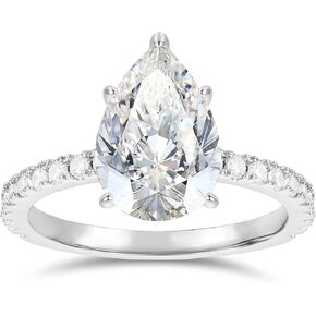 14K Gold 4 Carat Pear Cut Moissanite Engagement Ring 14K White Gold Pear Cut Moissanite Rings Hidden Halo Engagement Ring for Women in Kuwait