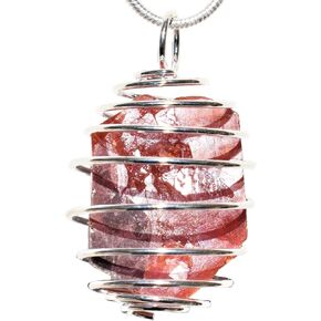 Zenergy Gems Charged Natural Moroccan Vanadinite Specimen Crystal Pendant + 20" Silver Plated Chain + Selenite Charging Heart [Included] in Kuwait