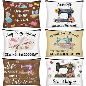 Reginary 12 Pcs Quilting Gifts for Women Sewing Cosmetic pouch Sewing Gifts Canvas Makeup Bag Pouch with Zipper for Funny Sew Lovers Quilting Enthusiast Christmas Mother's Day (Trendy Style) in Saudi Arabia