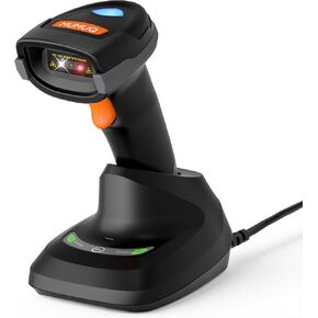 ماسح باركود لاسلكي، 2D 1D ماسح ضوئي بلوتوث محمول قارئ باركود للكمبيوتر اللوحي iPhone iPad Android iOS PC POS مع قاعدة شحن in Kuwait