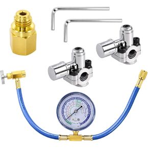 Refrigerator Freon Recharge Kit, 𝐀𝐂 𝐑𝐞𝐜𝐡𝐚𝐫𝐠𝐞 𝐊𝐢𝐭, R134a/R-12/R-22 Refrigerant Charging Gauge Hose Set with BPV31 Bullet Piercing Tap Valve for Home A/C Refrigerant System in Saudi Arabia