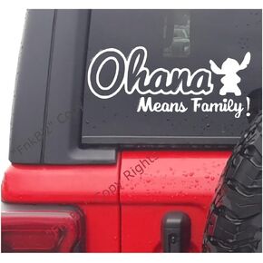 ملصق Ohana Means Family لجدران سيارات الدفع الرباعي والشاحنات وأجهزة الكمبيوتر المحمولة (أبيض) 8.0 × 3.5 بوصة in Kuwait