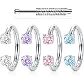 مجموعة حلقات أنف على شكل حدوة حصان، 5 قطع، حلقات أنف على شكل حدوة حصان 16 جرام 8 مم للنساء، حلقات أنف على شكل حدوة حصان للنساء مناسبة للأنشطة النهارية، والمناسبات المسائية، والإعدادات الاحترافية in Kuwait