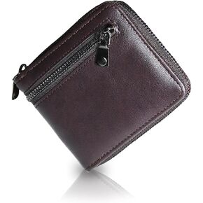 Men's Zipper Leather Wallet with Extra Capacity Flip Secure Coin Pocket Compartments with Multiple Card Slots (black) in Saudi Arabia