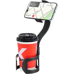 APPS2Car Cup Holder Phone Holder Mount for Car 2-in-1 Small Bottle Drinks Friendly Adjustable Height Long Arm One-Hand Operation for iPhone Samsung in Kuwait