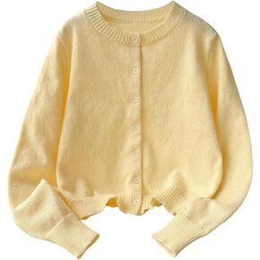 SweatyRocks Girl's Button Down Cardigan Crew Neck Long Sleeve Casual Sweater Cardigans in Saudi Arabia