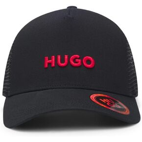 Hugo Men's Marsel Trucker Cap Cotton Twill with Mesh Inserts, 002black, One Size in Saudi Arabia