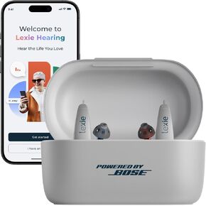 مساعدات سمعية Lexie B2 Plus OTC مدعومة من Bose - مساعدات سمعية قابلة لإعادة الشحن لكبار السن، حقيبة شحن لاسلكية لمدة 18 ساعة، أدوات مساعدة للسمع مع مكالمات تدعم البلوتوث على iOS، مساعدات للسمع (رمادي فاتح) in Kuwait