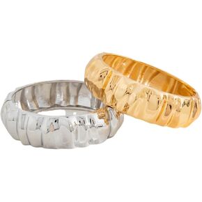 14KGold and Sterling silver Textured Bangle Bracelet, Ripple Design in Saudi Arabia