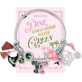 سوار ساحر باللونين الوردي والأخضر مع تاج لامع، عصا سحرية، قبعة ساحرة، أساور قابلة للتعديل على شكل قلب للمعجبين in Kuwait