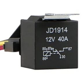 JD1914 مرحل السيارة 12 فولت 40 أمبير 5 دبابيس مقاوم للماء مع مقبس، مرحل الوقت الحالي العالي للسيارات والشاحنات والدراجات النارية (أسود) in Kuwait
