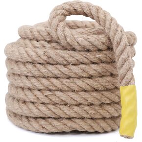 Jute Rope,1 inch x 50 FT Natural Twisted Manila Heavy Duty Hemp Ropes for Crafts,Swing for Tree,Gardening, Bundling, Hammock, Nautical, Tug of War, Railings, Home Decorating in Kuwait