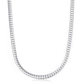 925 Sterling Silver Chain Necklace for Women Men - 4mm/6mm Diamond Cut Cuban Link Curb Chain Necklace Jewelry Gift Size 18 20 22 24 Inches in Saudi Arabia